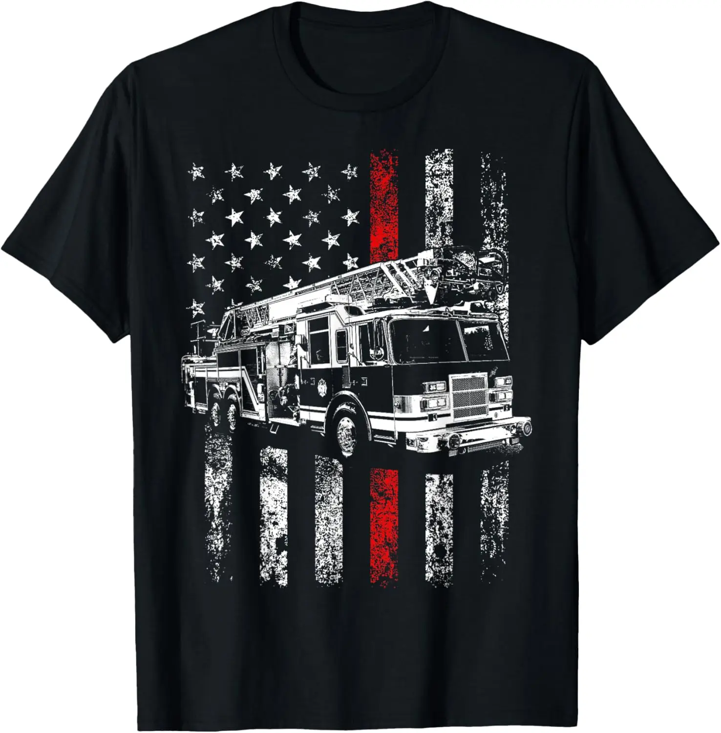 

Fireman American Flag Thin Red Line Firefighter T-Shirt