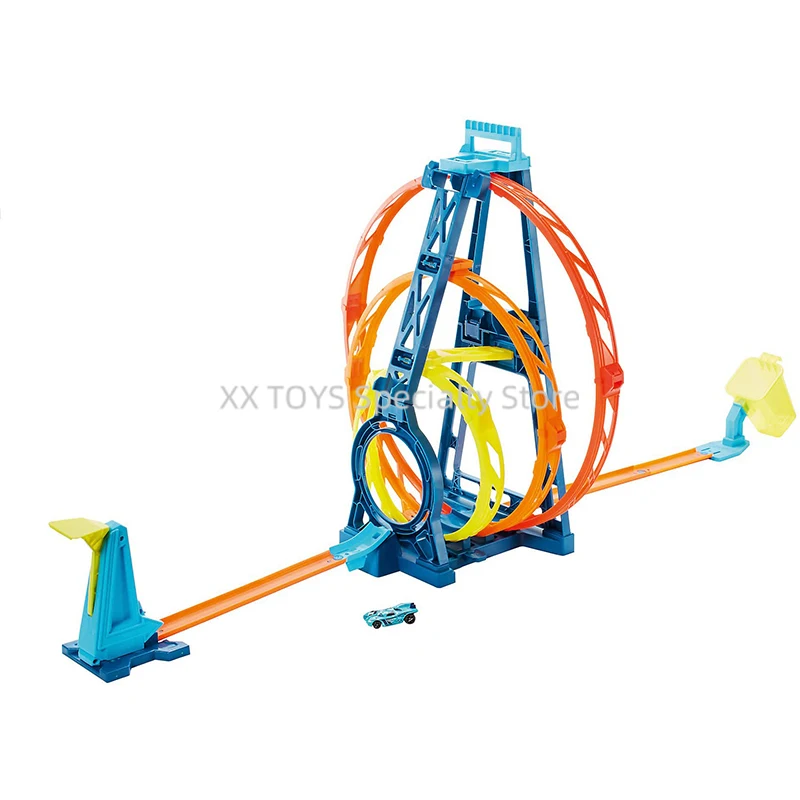 Hot Wheels Track Builder Unlimited Triple Loop Kit Playset With 1:64 Scale Toy Car Three Loop Challenge Slalom Course Boys Toys