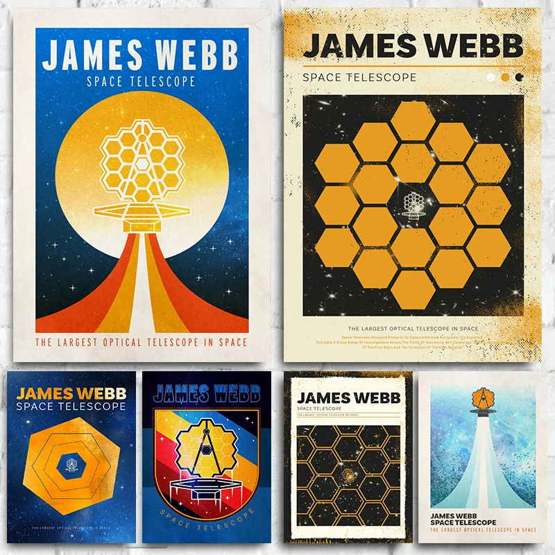 James Webb Telescope Minimal Poster Canvas Printing James Webb Space Wall Art Prints Astronomical Wall Decor Classroom Home Art