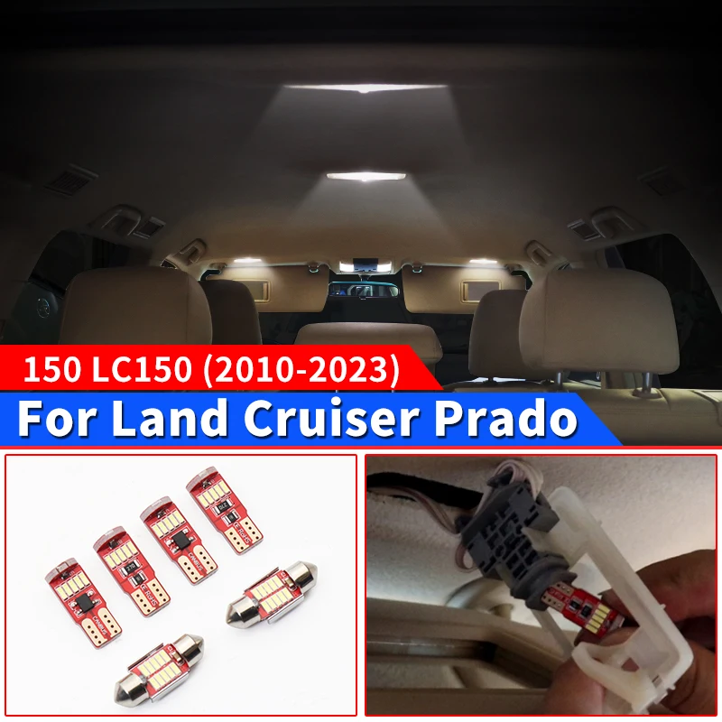 For Toyota Land Cruiser Prado 150 2010-2023 Trunk Cosmetic Mirror Reading Lamp Lamp Beads LC150 FJ150 Interior LED Accessories