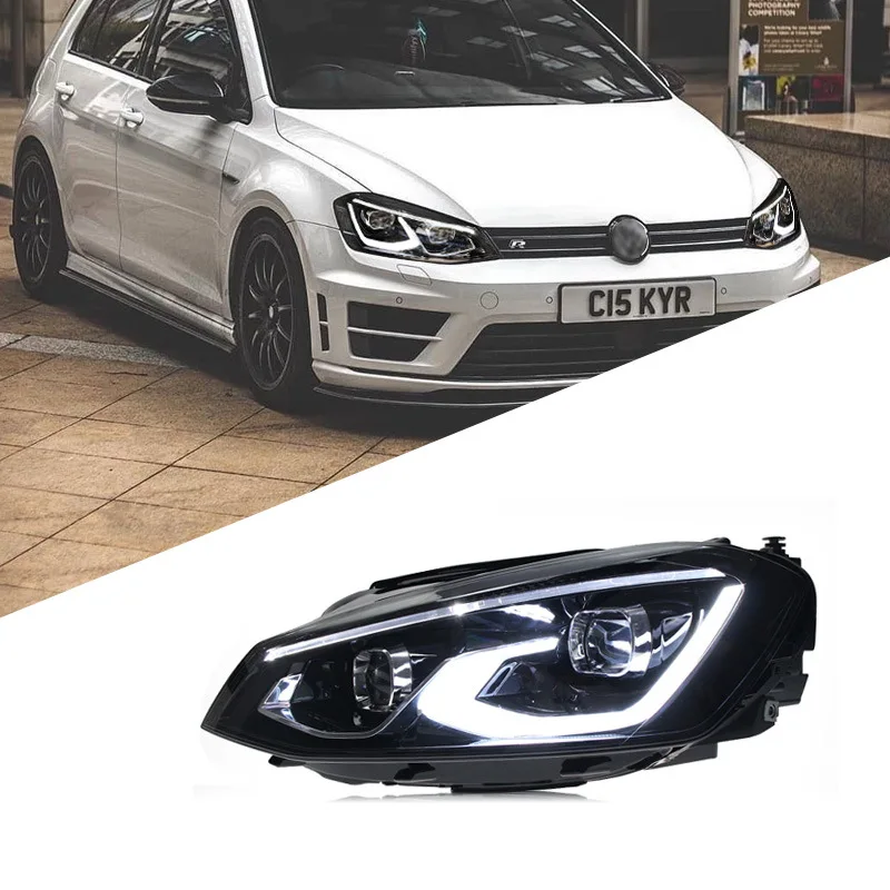 

Подходит для Golf 7, модифицированный светодиод в сборе с сенсорным синим дневным ходовым огнем, указателем поворота, светодиодной подсветкой с двойной линзой.