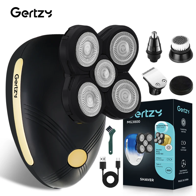5-in-1 elektrisch scheerapparaat voor heren met 5 roterende mesjes, opladen via USB, multifunctionele persoonlijke schoonheidsset