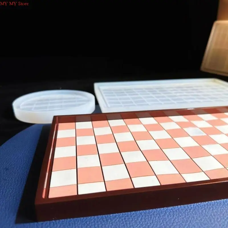 

N1HE Chess Board Resin Mold Checkerboard Base Silicone Mold Jewelry Storage Mold