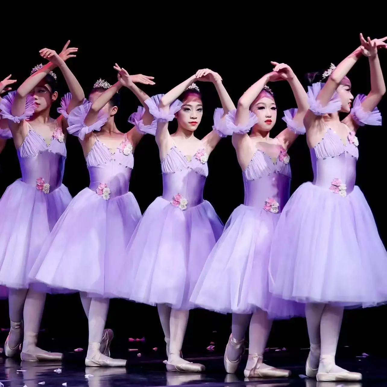 Women's Adult Professional Competition Dance Tutu Light Purple Long Children's Performance Costume Kids