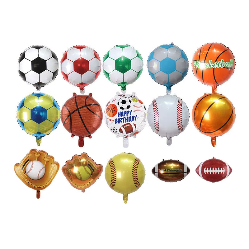 10Pcs 18Inch Helium Sport Foil Globos Football Balloons Birthday Party Decorations Kid Boy Black White Soccer Party Supplies