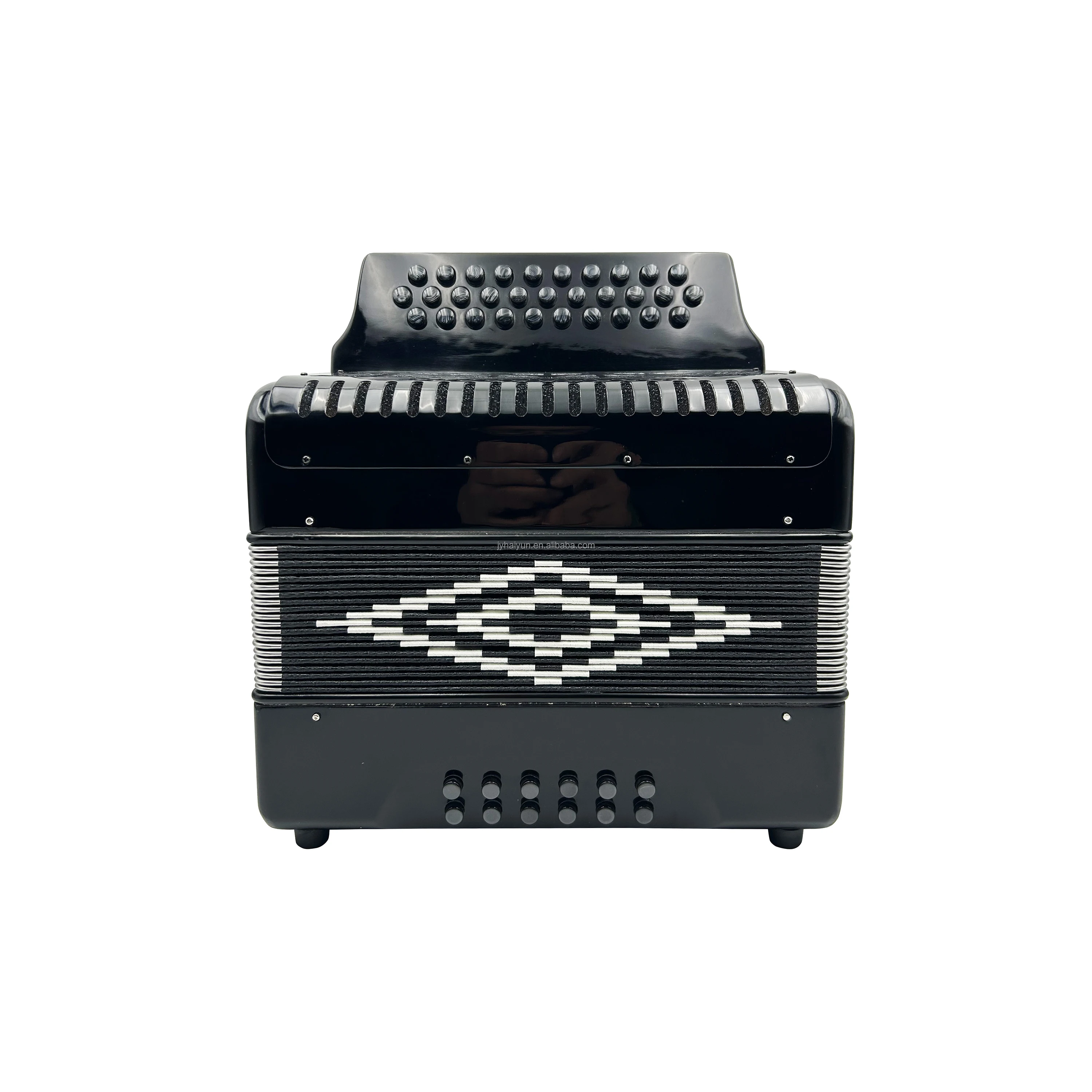 Professional Diatonic Wood 31 Buttons 12 Bass Student Black Celluloid Black Buttons Portable Accordion JB3112A