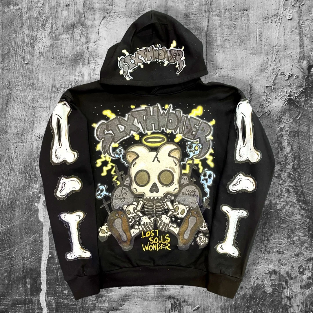 

Y2K Cartoon punk style Fashion Zip Up Hoodies Men Women Hip Hop Embroidery Long Sleeve Coats New Loose Hooded Jacket Sweatshirt