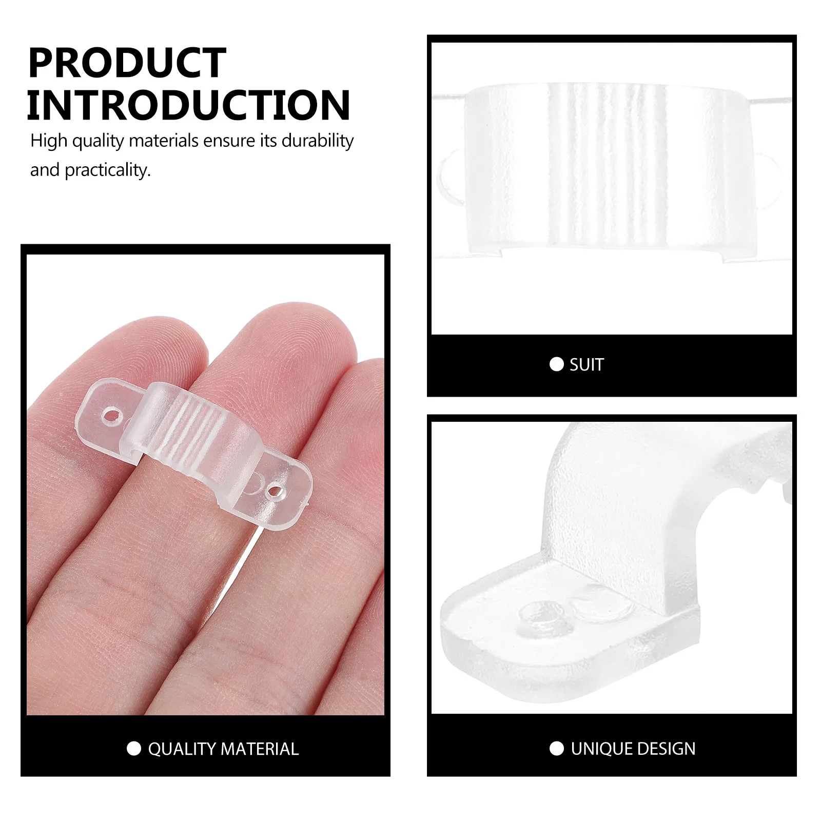 100 قطعة من مشابك أضواء شريط LED مشابك تثبيت PVC سهلة التثبيت والتثبيت لمشابك أضواء شريط الحماية لفترة طويلة