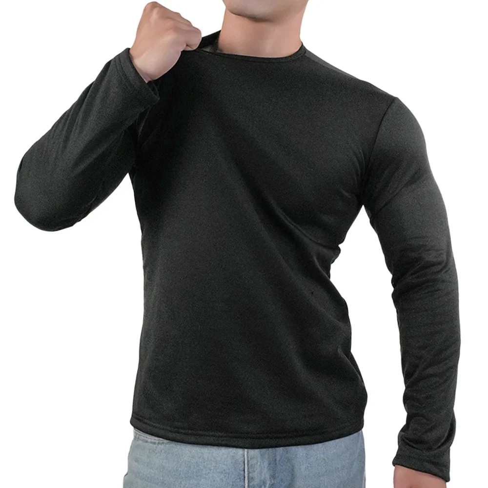 Ropa interior Ultra térmica para hombre, clima frío extremo, capa Base de manga larga, Top con forro polar, nuevas camisas de invierno con cuello redondo