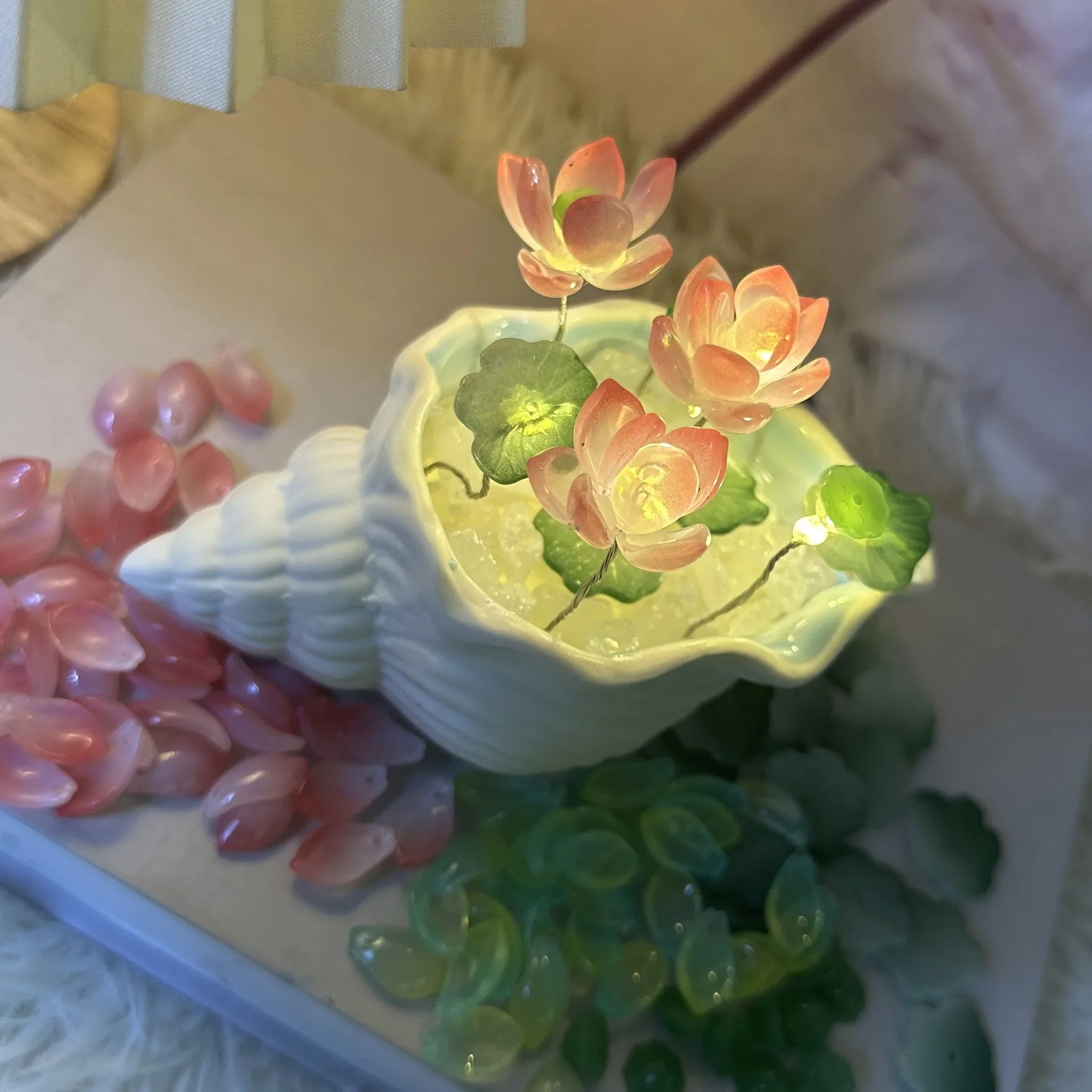 Conch Shell Diy Lotus Lamp, Lotus Lamp, Nachtlampje Diy Huisdecoratie, Cadeau Vrienden, Vriendinnen En Geliefden