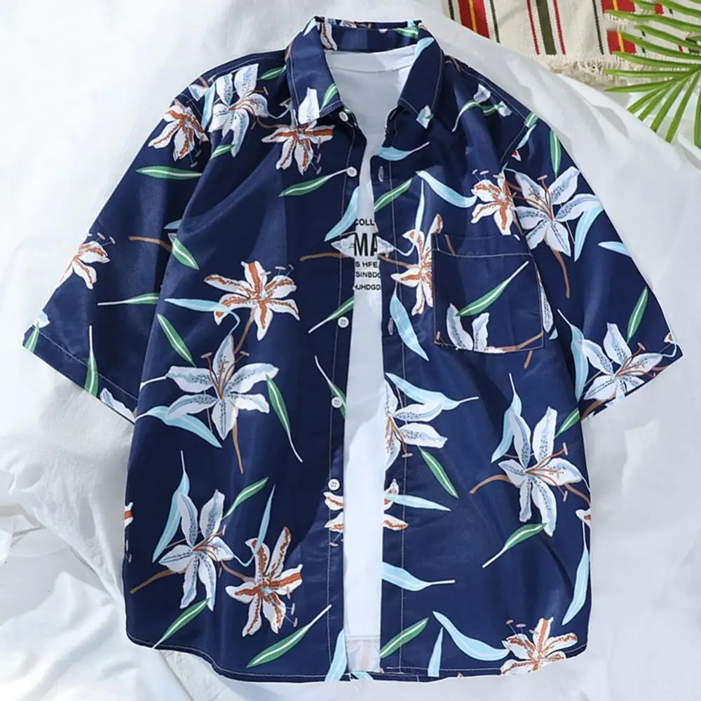 

Men's Summer Short Sleeve Printed Shirt Beach Shirt Men Hawaiian Shirt 3d Plant Shirts Casual Beach Flower Shirts Beach Clothes