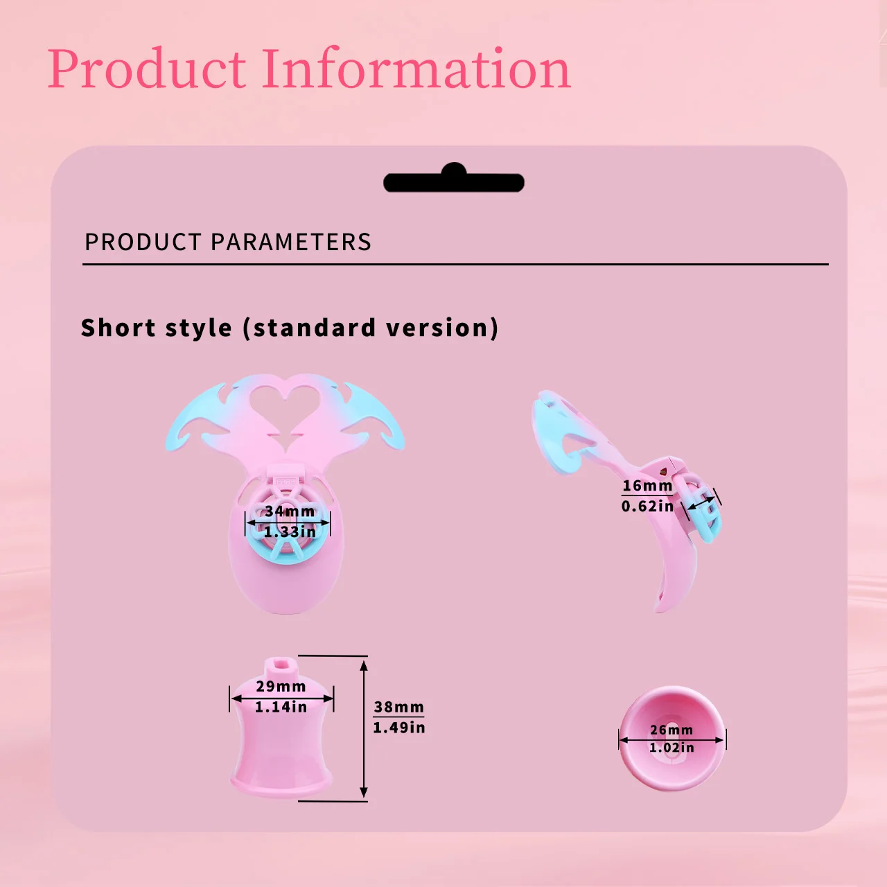 LICKER Wearable Angel's Heart Negative Chastity Locks Loyalty Belt Penis Cage Sex Toys Erotic Urethral Chastity Device For Men view 3