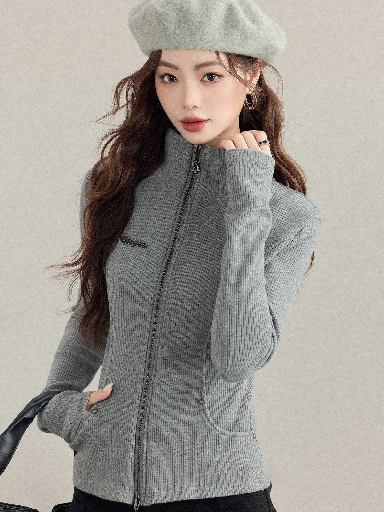 

Вязаный кардиган Mii Xiao Ke в американском ретро-стиле для женщин, с длинными рукавами, осенне-зимняя новинка