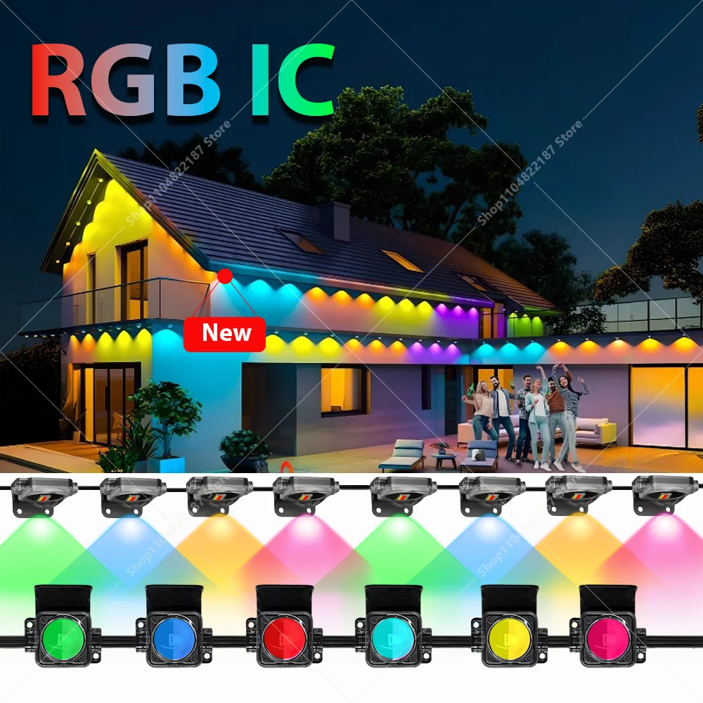 300FT 180LED Permanent Eaves LED Lights Outdoor Waterproof RGB String Lights DIY Scene Christmas Birthday Holiday Party Lighting