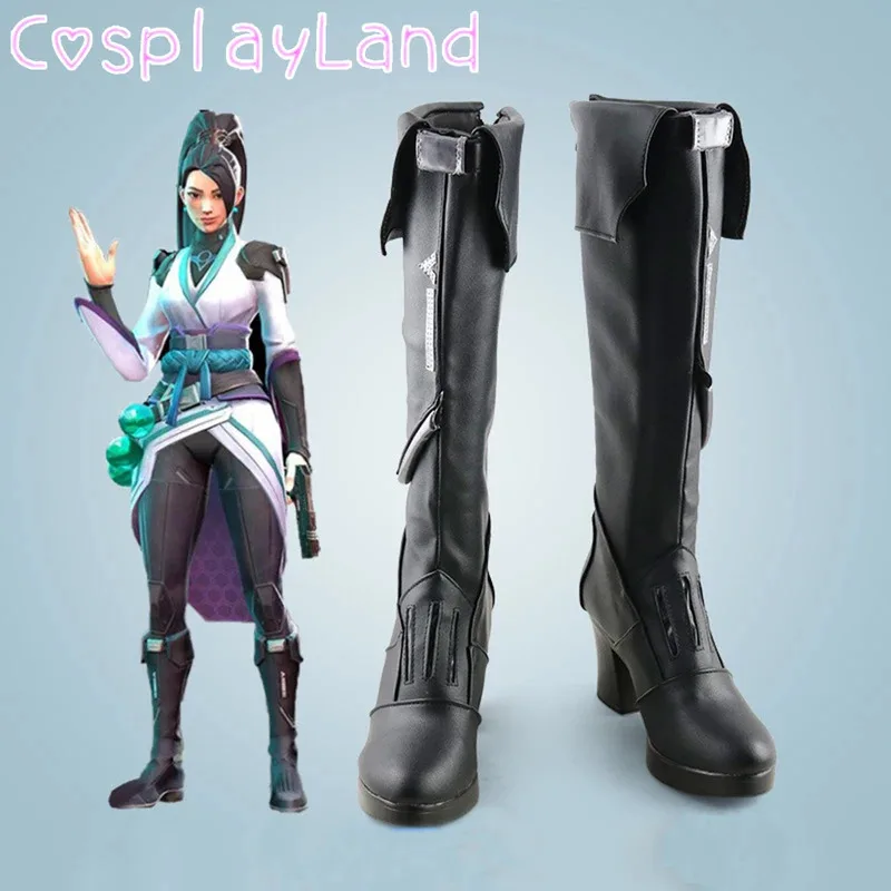 

Game Valorant Sage Cosplay Boots Shoes Leather Shoes Cosplay Accessories Halloween Party Shoes Women High Heel Shoes