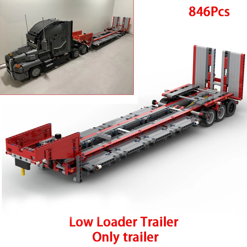 MOC Zware Vrachtwagen Trailer Met V6 Motor Compatibel 42030 L350F Wiellader Truck Bouwsteen DIY Baksteen Kinderen Speelgoed Gift