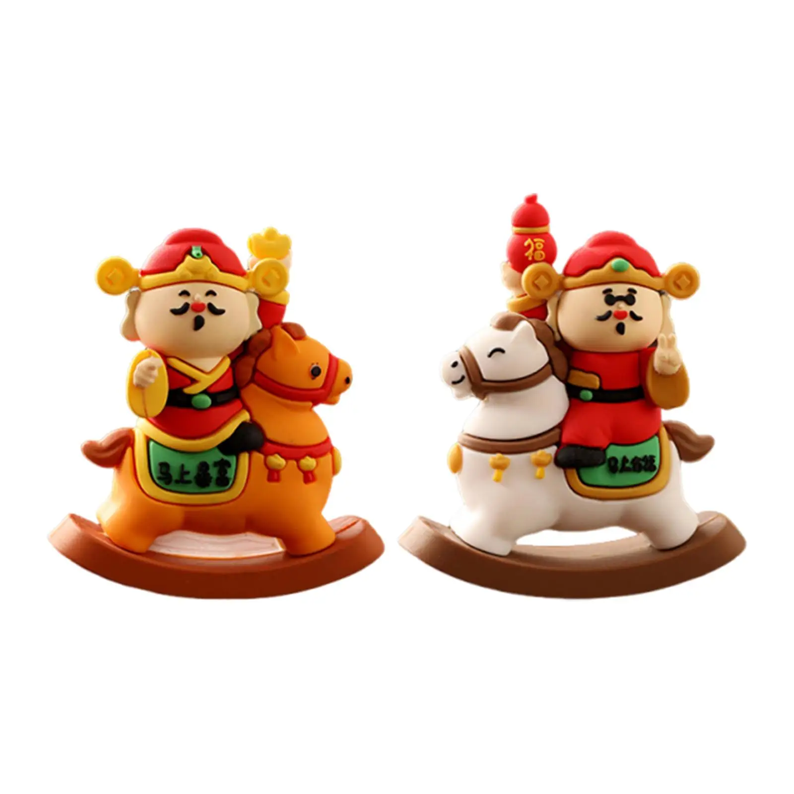 God of Wealth Ornament Decorative Sculpture Collectible Craft Desk Decoration Desktop Statue for Shelf Hotel Car Dashboard