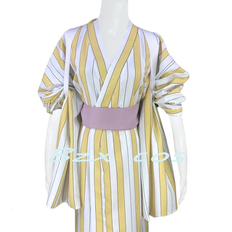 Sanji Kimono Cosplay Anime Wano Country Vinsmoke Cosplay Costume Men Yellow Stripe Kimono for Halloween Party