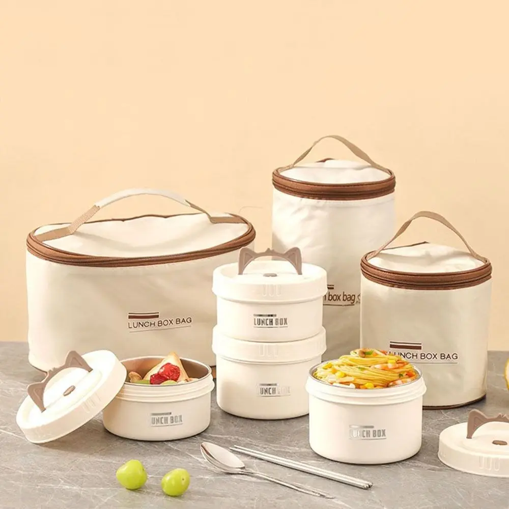 

Ланч-бокс из нержавеющей стали с сохранением тепла, герметичный контейнер для еды большой емкости, ручка для кошачьих ушей, штабелируемая коробка для хранения свежести