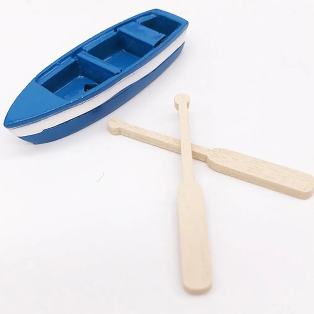 

3 комплекта шикарных синих миниатюрных лодок-украшений из дерева и смолы, в комплекте с веслами, легкий декор для стола, автомобиля, офиса, спальни, микрореквизит