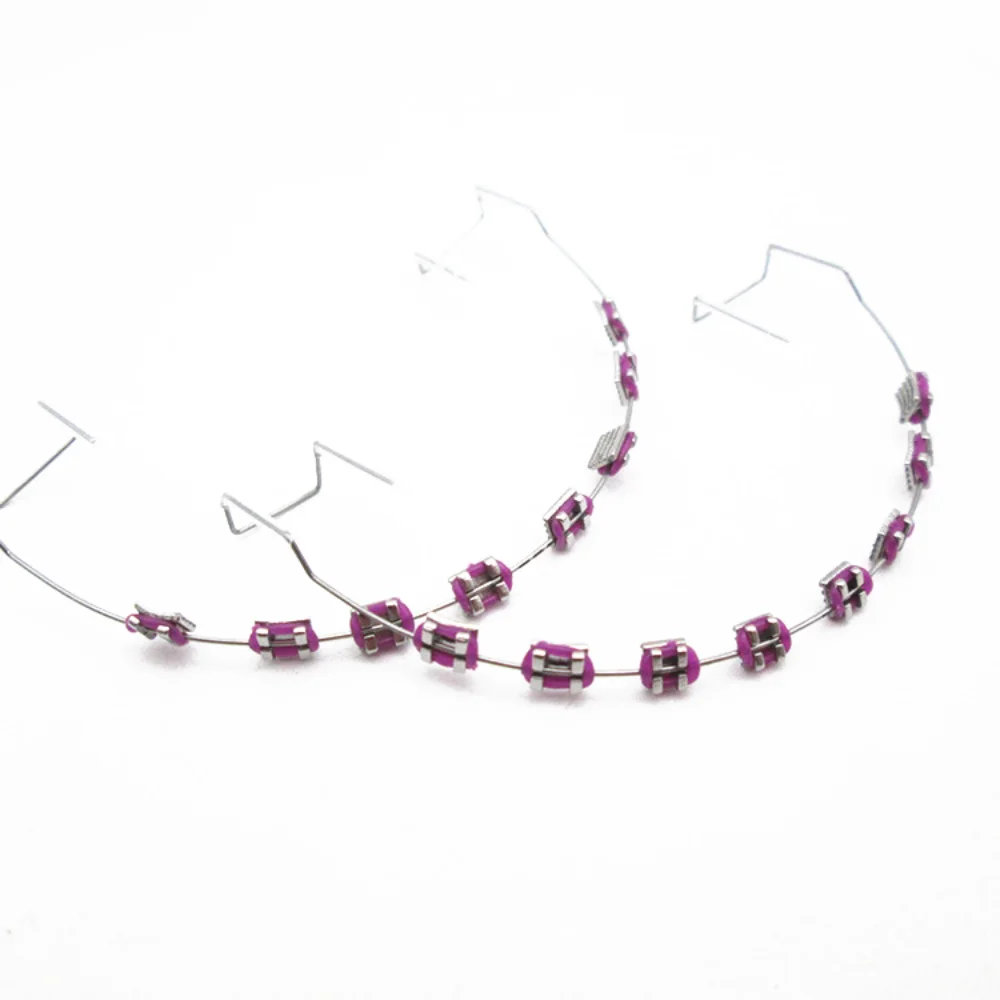 

1 pair Colorful Temporary Tooth Decoration Dental Decorations with Metal Wires Orthodontic Ligature Ties Braces Fake Brackets