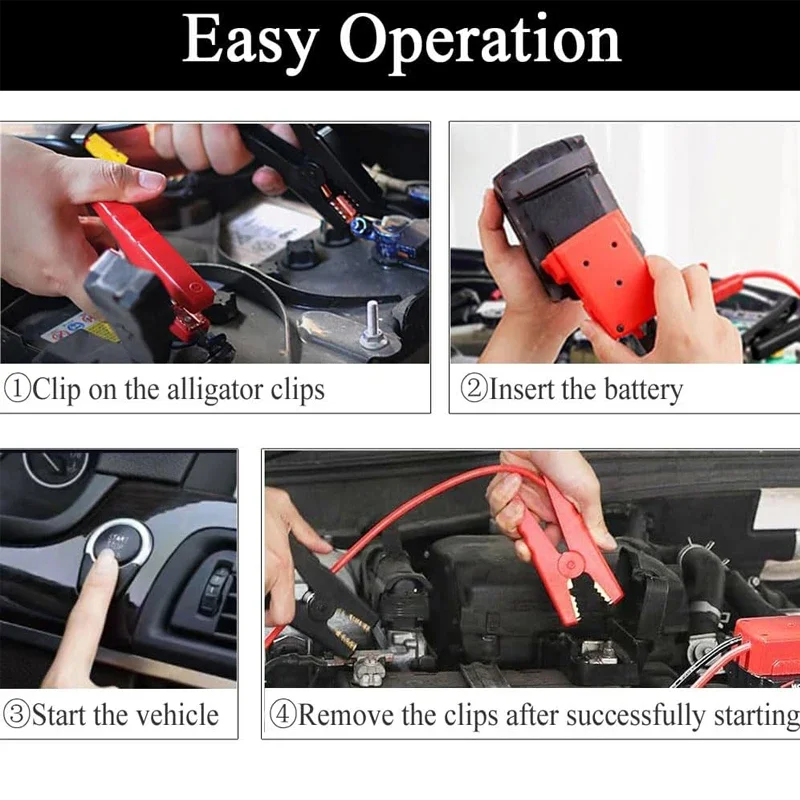 Cables de puente, accesorios de coche para Milwaukee 12V 18V /Makita, adaptador de arranque de batería de iones de litio, Cable de refuerzo automático, herramienta de uso para coche