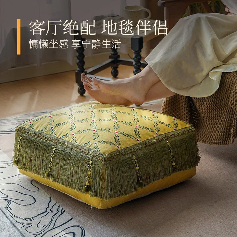 

American retro seat pier, advanced embroidery futon, antique style home balcony pier, living room, reading cushion on the ground