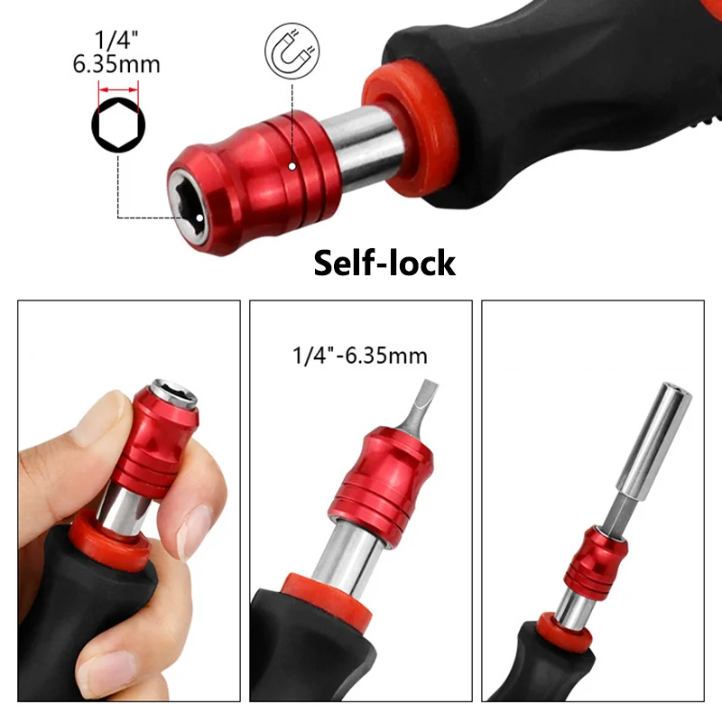 1/4'' Screwdriver Handle Screw Driver Bits Holder Self-Locking Adapter Socket For Screwdriver Bits Hand Tools