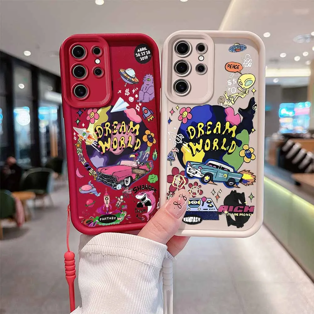 Dream Planet Phone Case for Samsung A03 A04 A05S A10S A11 A12 A20S A21S A13 A14 A54 A34 A53 A33 A35 Cover with Hand Strap