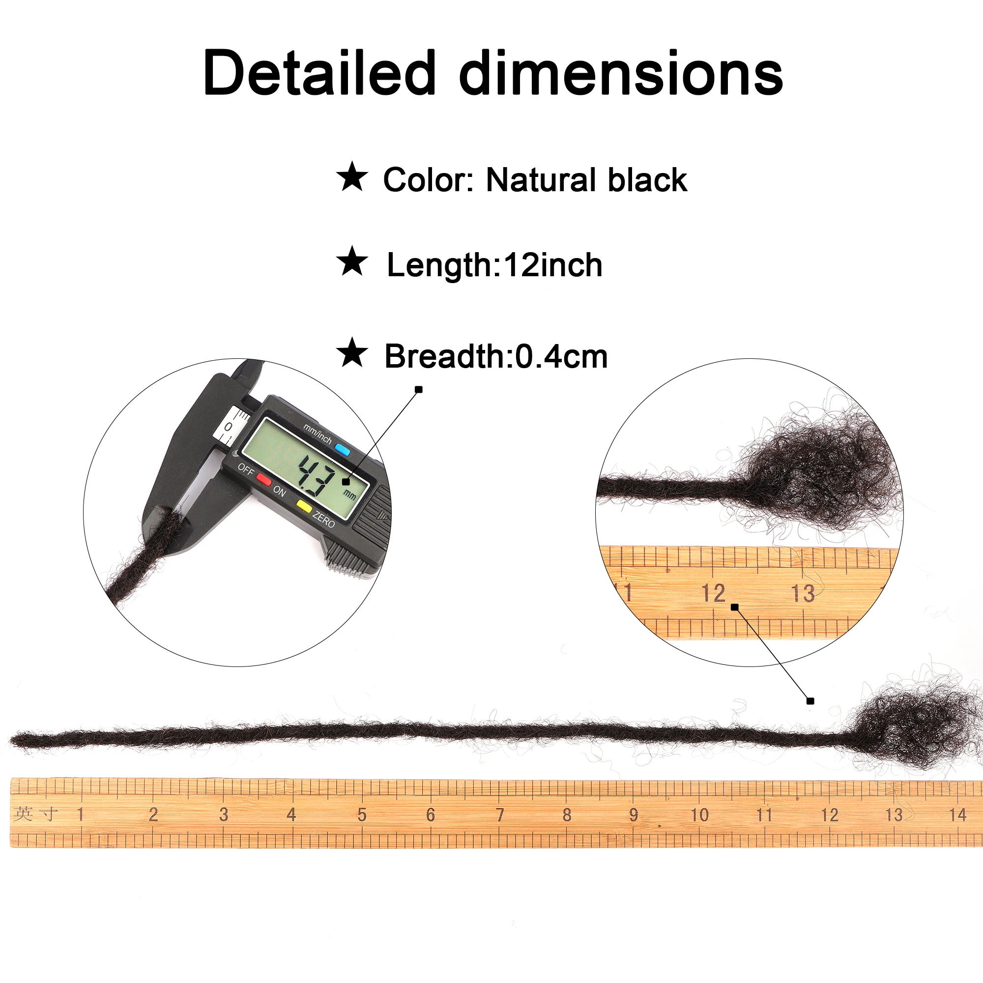 Orientfashion 100% Human Hair Sister Locks Extensions Natural Dreadlocks Hair Extension for Weave Wig Thickening 0.4cm microlocs