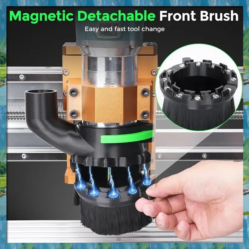 Mar.Dual Brush Lengths, 65Mm& 69Mm Dust Shoe For CNC Router Machine, For 38Mm(1.5Inch) Hose Diameter
