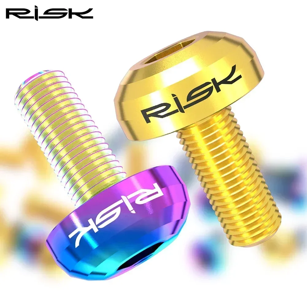 

RISK M5x12mm Titanium Alloy Bike Bottle Holder Screw Bicycle Water Bottle Cage Bolts Black/titanium/colorful/gold Bicycle Part