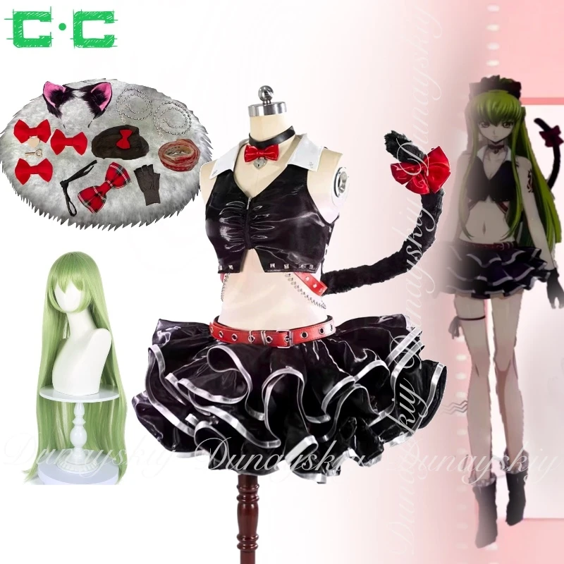 CODE GEASS Lelouch of the Rebellion C.C. Cosplay C.C Cat Band With Red Black Band Uniform And Wig Cosplay Costume Anime All Suit