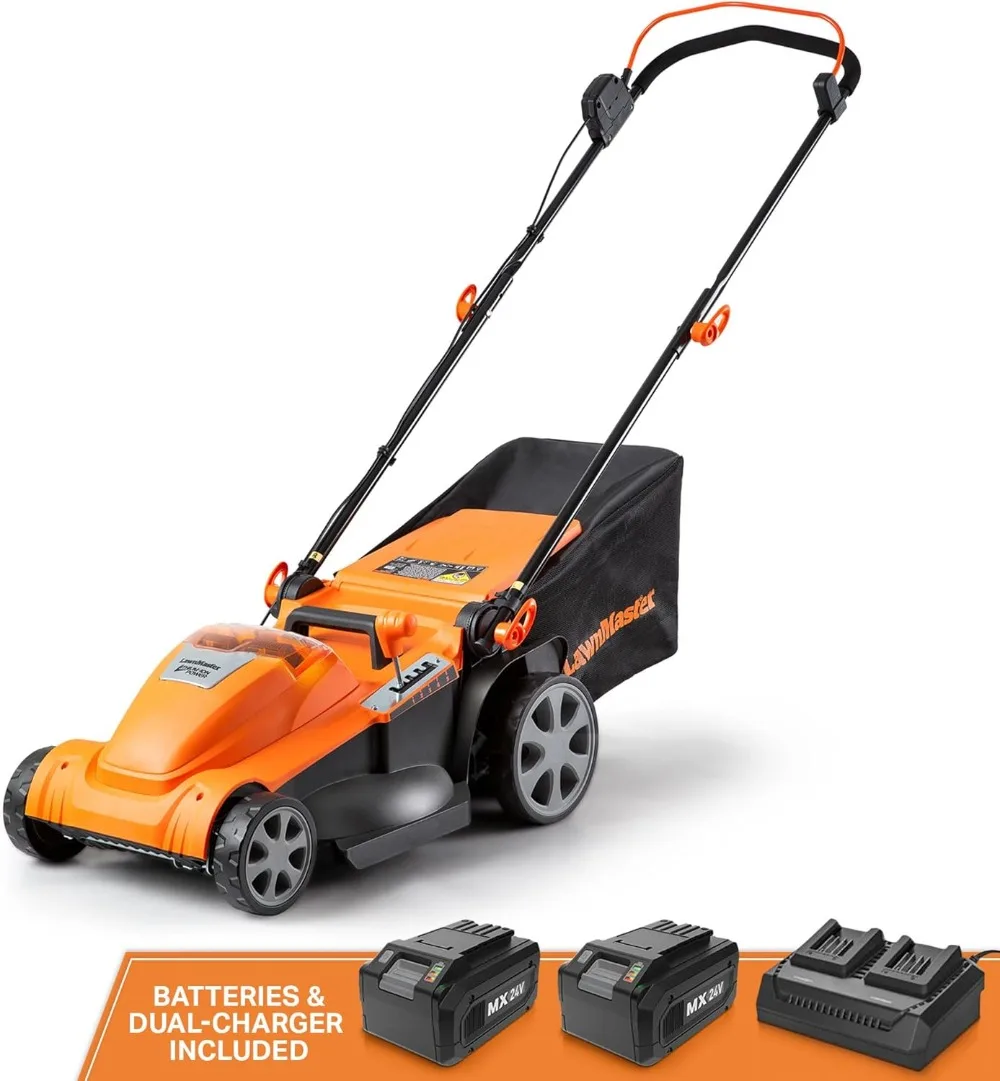 Mower sem escova com carregador duplo, 48V máximo, bateria 2x24V x 4.0Ah máximo