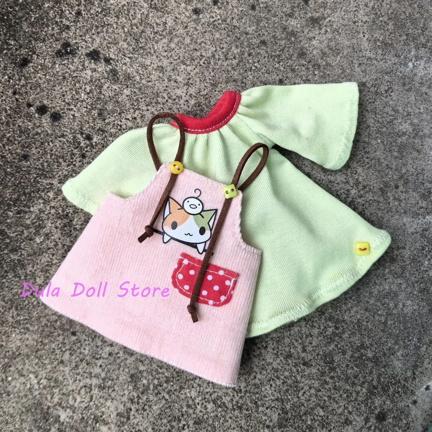 

Одежда для кукол Dula, платье темно-синего цвета в сочетании с желтым цветом для Blythe Landoudou Landazz ob24 ob22, аксессуары для кукол Diandian