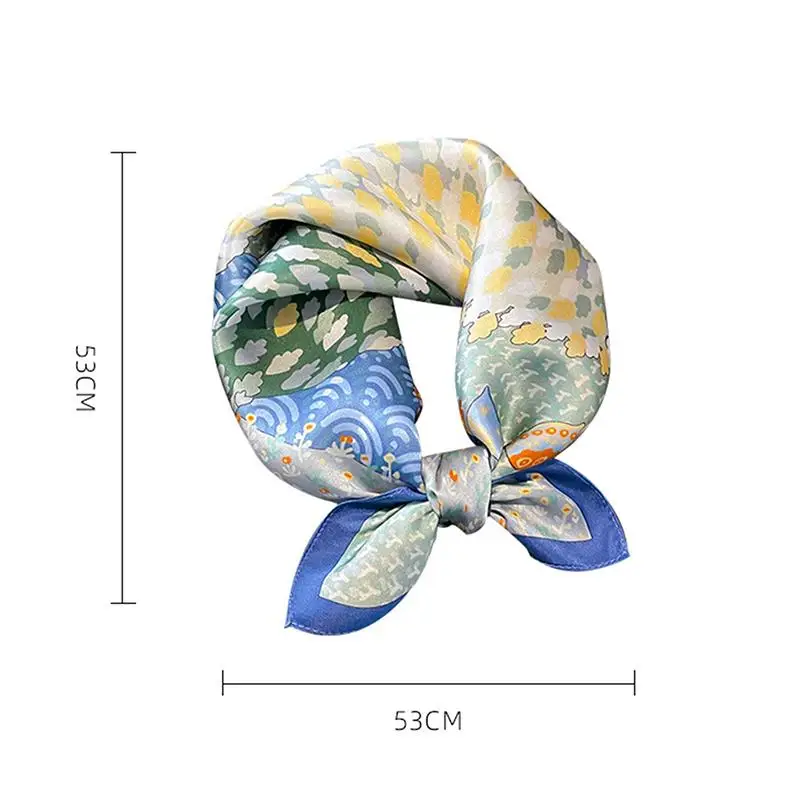 ☺100% Silk Satin Square Scarf Artistic Scenery Print Soft Smooth Texture For Daily Wear Office