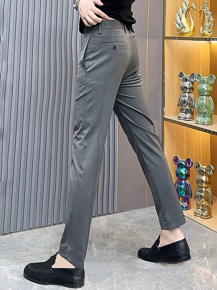 

Busin Casual Slim Fit Men's Faion Straight Leg Pants Autumn Winter New Sle Simple Korean Version High Waist Zipper Dec...