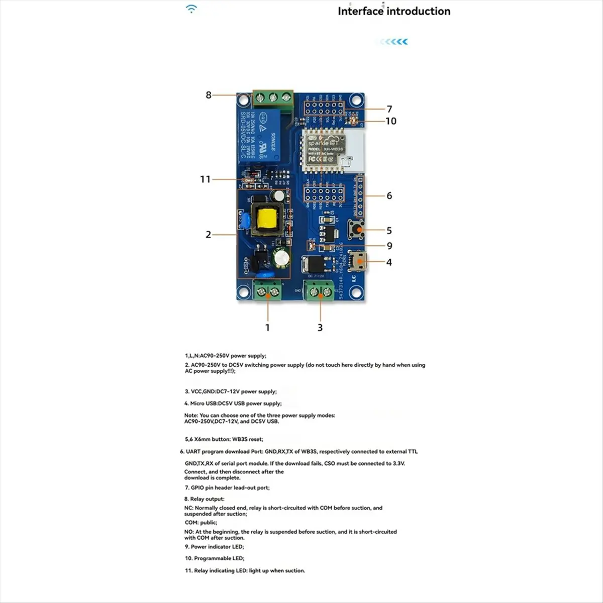 (A03R) BK7238 WIFI Bluetooth Relay Module Development Board AC/DC Power Supply for Remote Control Smart Home Applications