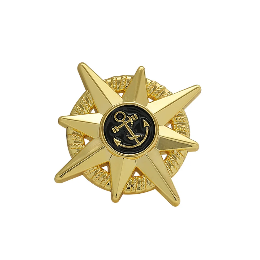 Exquisite Sailing Wind Ship Anchor Star Star Shaped Metal Brooch Suit Collar Needle Shirt Cufflinks Personalized Accessories