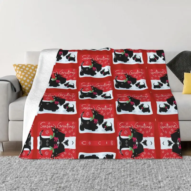 

Scottish Terrier Dog Blankets Comfortable Soft Flannel Sprint Scottie Throw Blanket for Sofa Home Bed