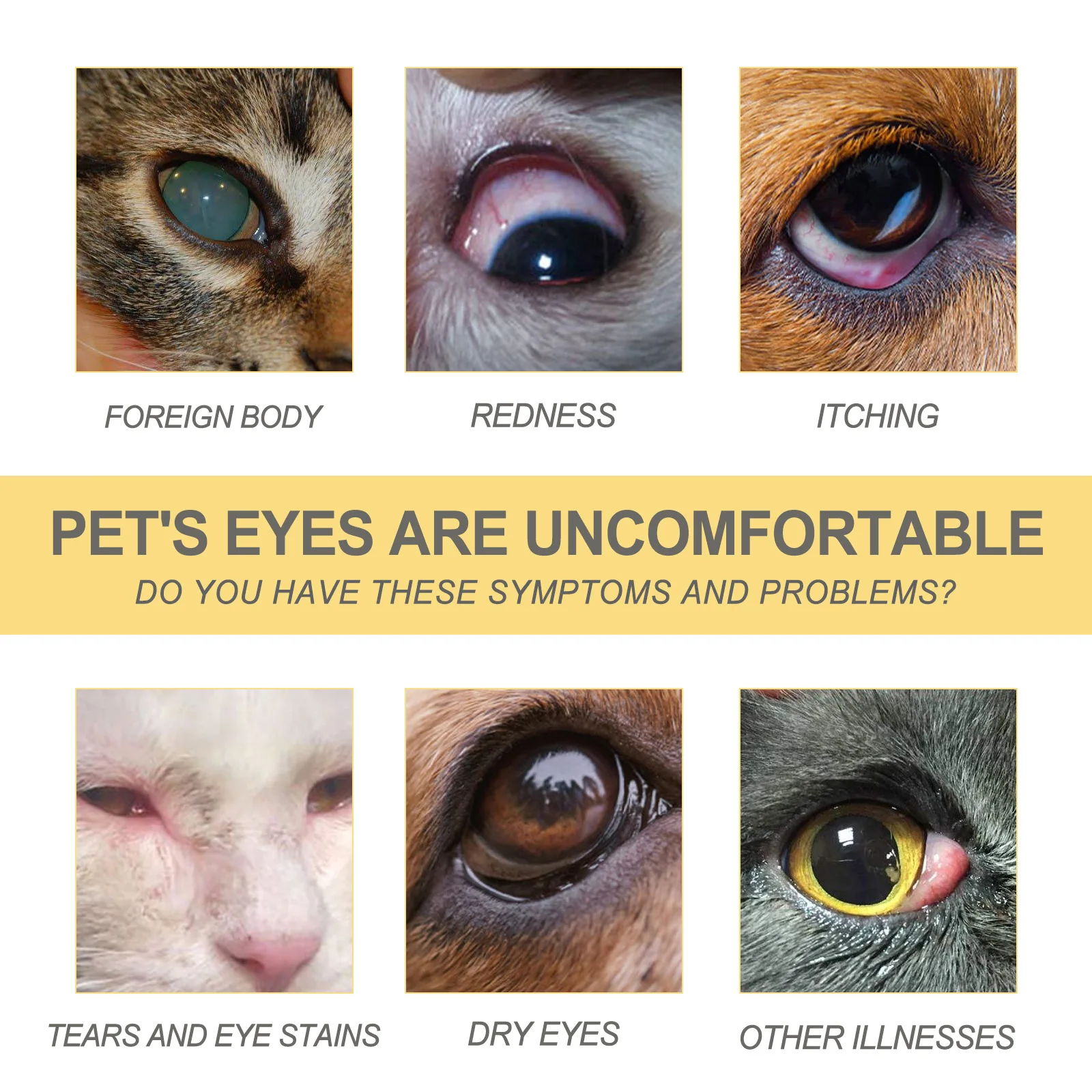 Yegbong Pet Eye Drops, Dog Cat Eye Gentle Cleansing Tears Eye Scale Pet Care Eye Drops