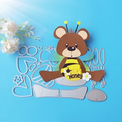 New 13cm tall bears and bees cutting dies DIY scrapbook, embossed card, photo album decoration, handmade crafts