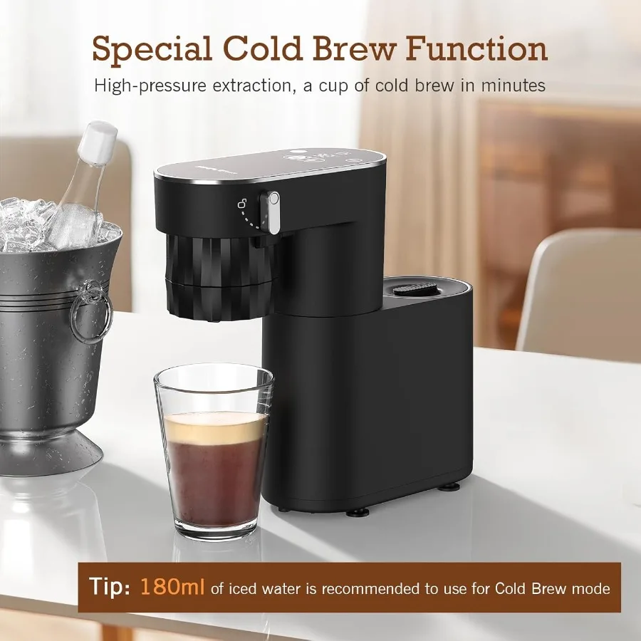 ماكينة اسبريسو محمولة 20 بار مع وظيفة المشروب الساخن والبارد، خيارات إمداد الطاقة المزدوجة، خزان مياه مدمج 6.1 أونصة مثالي