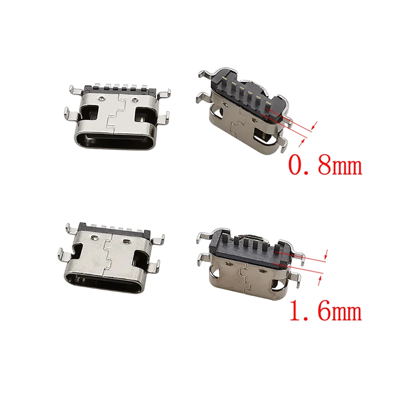 10 pz USB tipo C femmina 6 Pin connettore porta di ricarica SMD SMT PCB saldatura riparazione fai da te Jack di ricarica 6 Pin USB-C adattatore presa