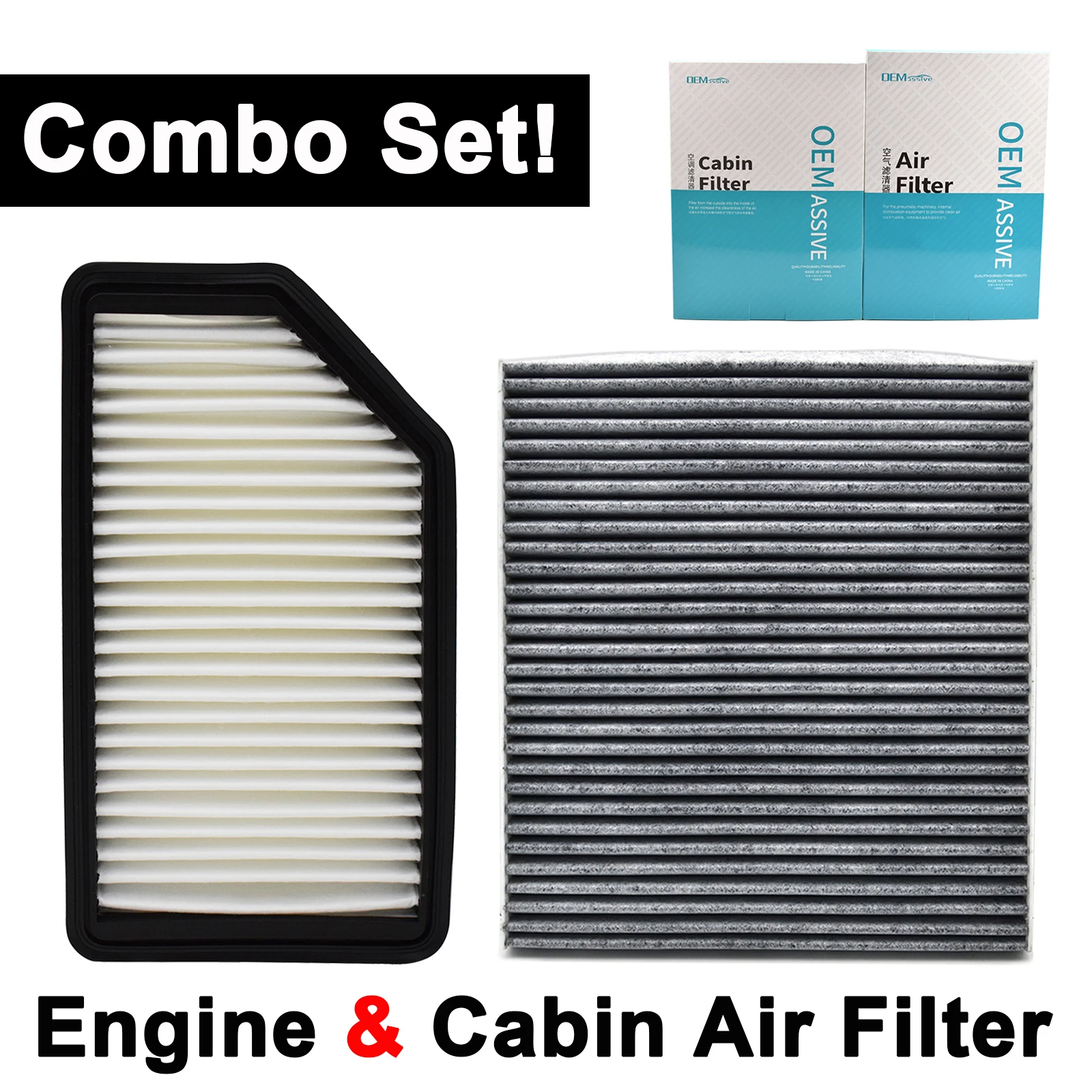 Combo Set Engine Cabin Pollen Air Filter 28113-1R100 For Hyundai Accent RB Veloster FS Kia Rio UB 2012 2013 2014 2015 2016 2017