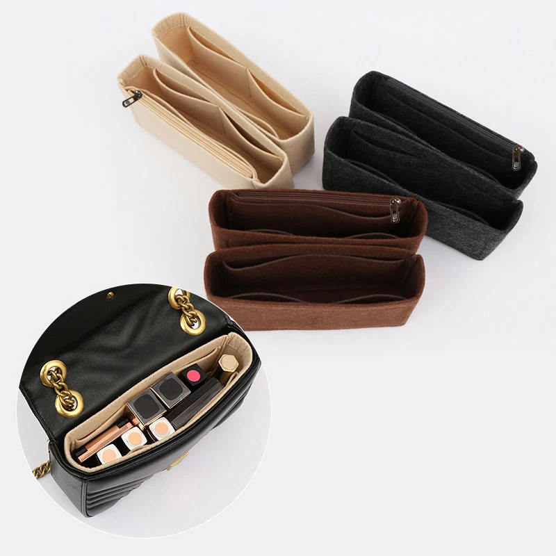 Felt Cloth Bag Lined Handbag Insert Bag Makeup Bag Multifunctional Travel Cosmetic Organizer Zipper Bag Luxury Bag Inner Pocket