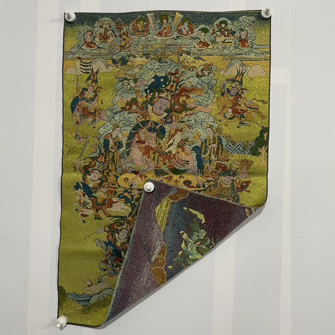 35' Thangka Embroidery Tibetan Buddhism Silk Embroidery King Gesar Tibetan Hero Thangka Hanging Screen Town House
