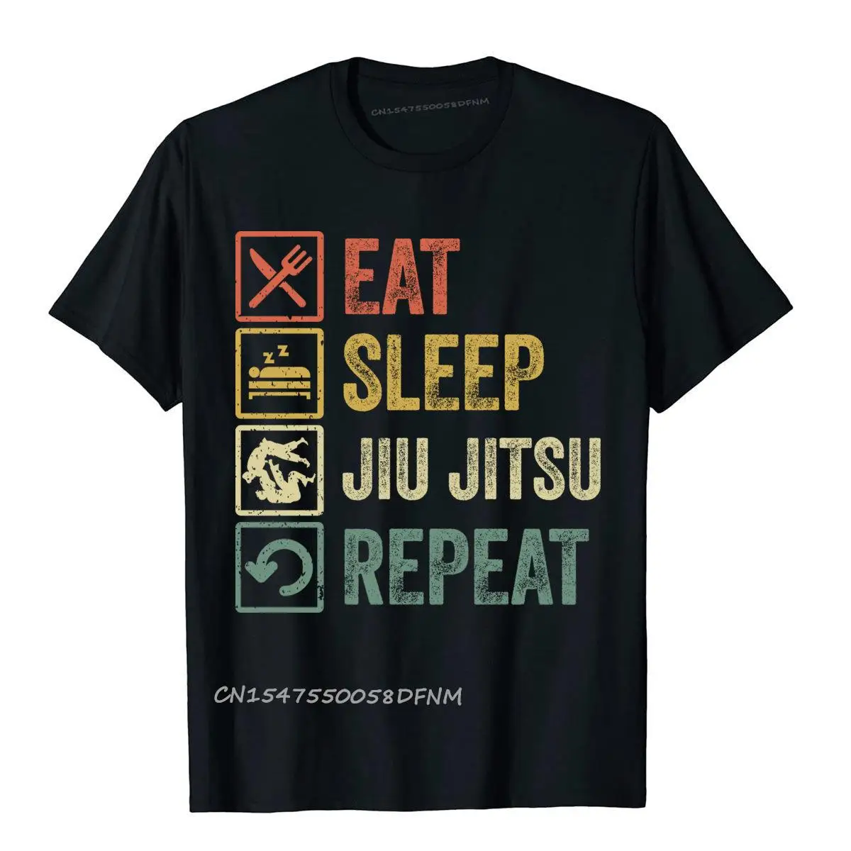 

Funny Funny Eat Sleep Jiu Jitsu Summer Top T-Shirts Premium Cotton Tops & Tees For Men England Style