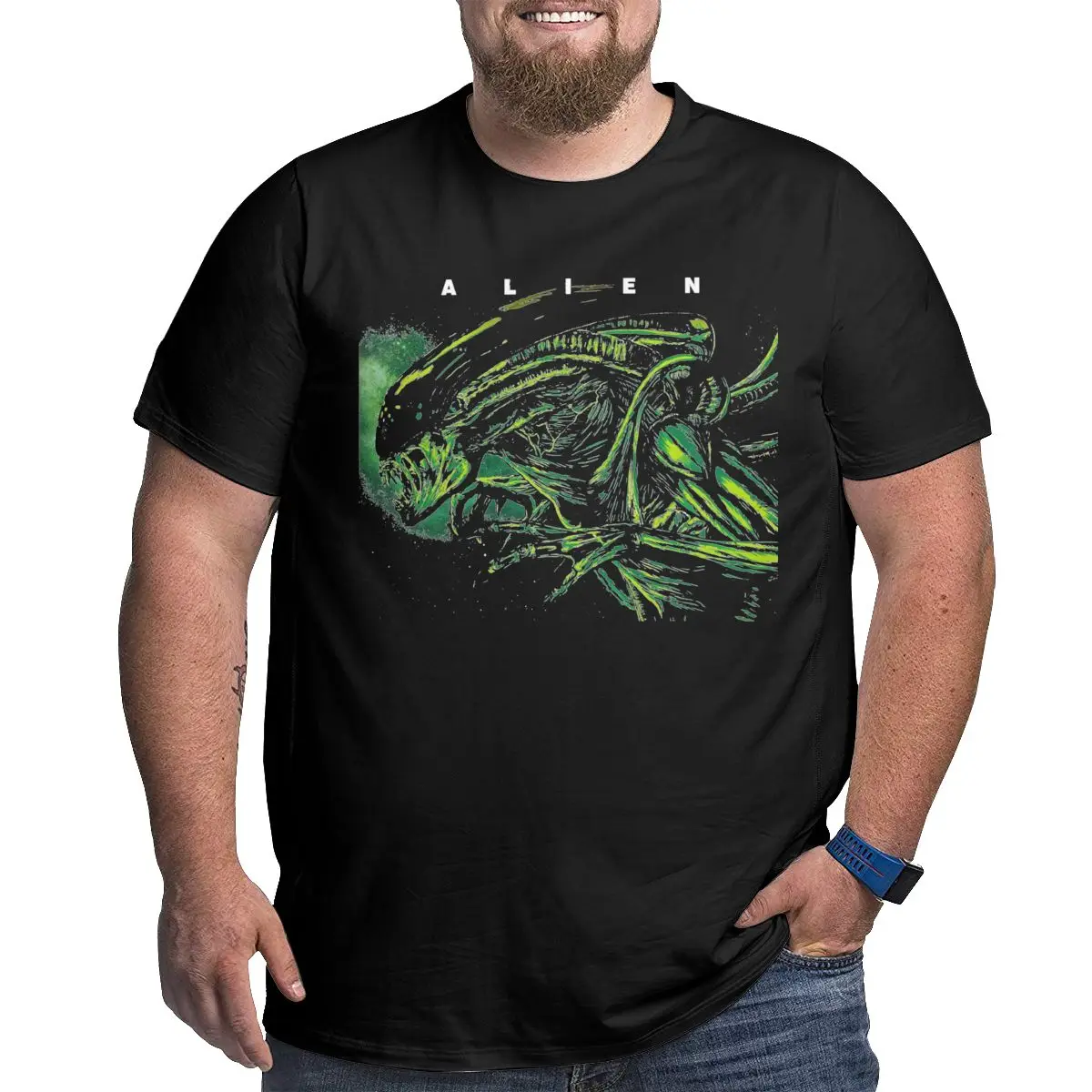 

Alien Men's vintage T Shirt mens clothes Crewneck Big Tall Tee Shirt Cotton printed Clothing Large 6XL mens shirts graphic