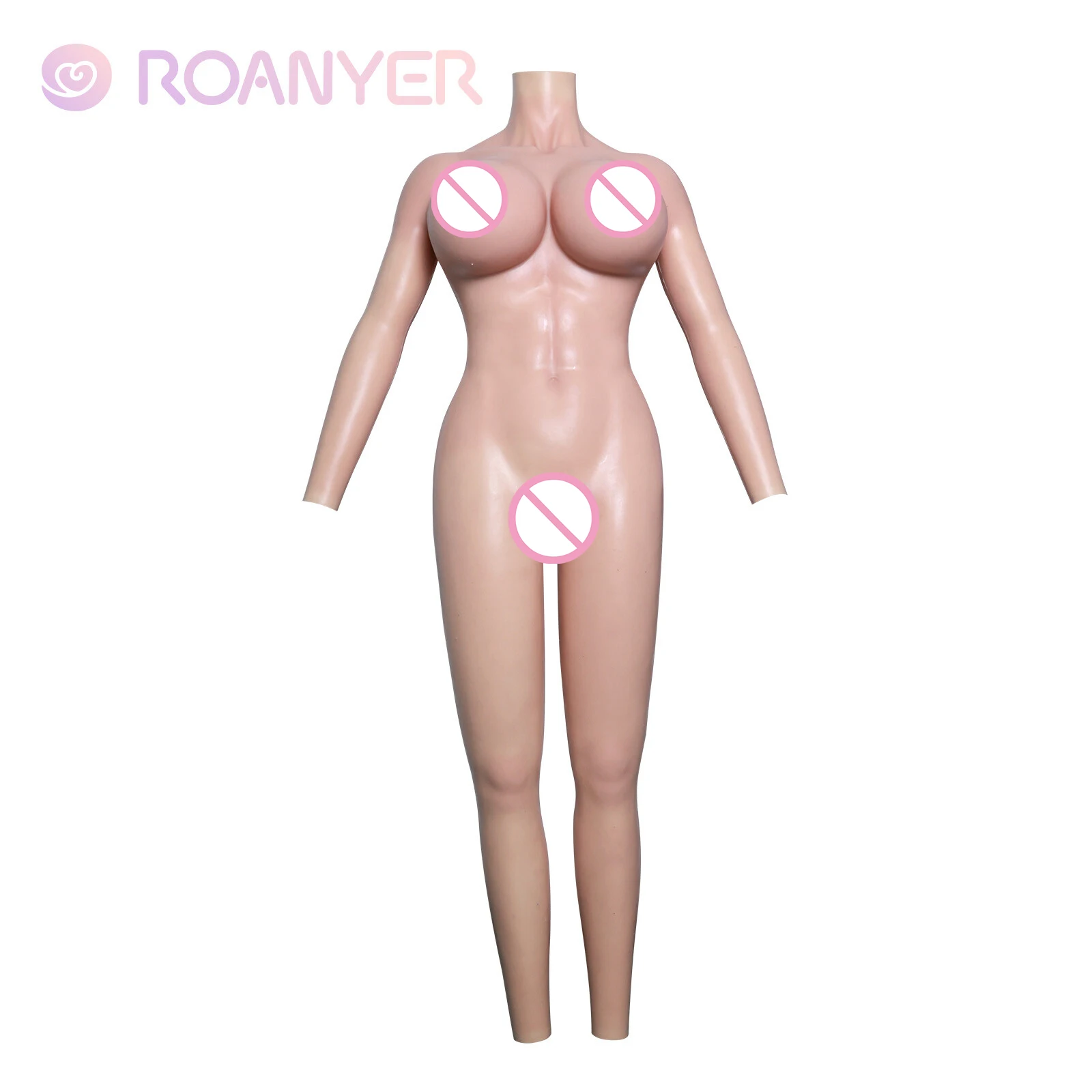 Roanyer H Cup Breast Forms Bodysuit with Arms Full Cover Bodysuit for Crossdresser Transgender Cosplay
